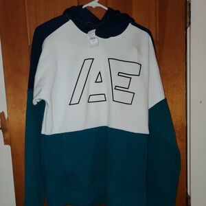 American Eagle Outfitters Men's Crewneck Sweater - White and Teal M